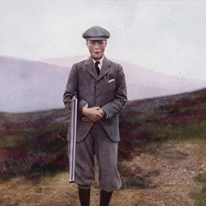 The Prince of Wales, future King Edward VIII, as a sportsman (colour litho)