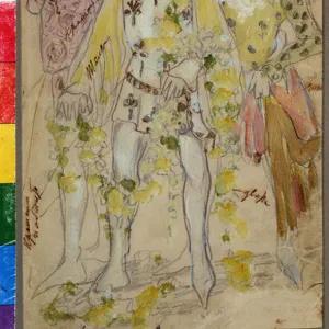 Projet de costume pour le ballet Raymonda de Alexandre (Alexander) Glazunov (Glazounov ou Glazunoff ou Glazunow) (1865-1936) (Costume Design for the ballet Raimonda by A. Glazunov). Costumes masculins