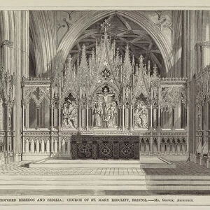 Proposed Reredos and Sedilia; Church of St Mary Redcliff, Bristol, Mr Godwin, Architect (engraving)