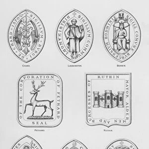 Public arms: Chard; Leominster; Bodmin; Fethard; Ruthin; Thurso; Maidenhead; Henley (engraving)