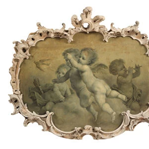 Putti disporting (oil on canvas) (pair to 1194874)