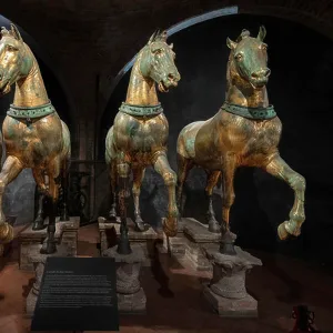 Quadriga of St Mark's Basilica in the Museo di San Marco, Cathedral Museum in San Marco, Venezia, Italy, 5th century BC-4th century AD (bronze)