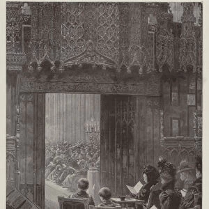 The Queen at the Performance of Mendelssohns "Elijah"in St Georges Chapel, Windsor, on 9 December (litho)