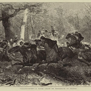 "Rallie-Papier", a Paper Chase on Horseback in France (engraving)