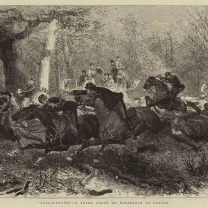 "Rallie-Papier", a Paper Chase on Horseback in France (engraving)