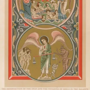 The Resurrection of the dead and the Weighing of Souls in the Balance, at the Last Judgement (chromolitho)