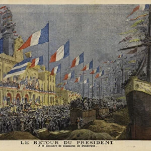 Return of French President Felix Faure from his visit to Russia, 1897 (colour litho)