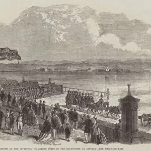 Review of the Liverpool Volunteer Corps on the Racecourse at Aintree, the Marching Past (engraving)
