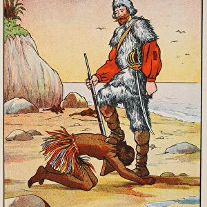 Robinson Crusoe and Friday, illustration from The Story of Robinson Crusoe