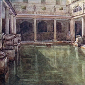 The Roman Bath (colour litho)