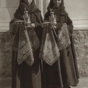 Romania: Nuns of Agapia Monastery (b / w photo)