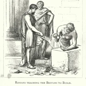 Romans teaching the Britons to build (engraving)