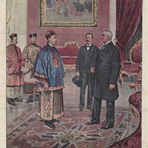 Rome, Chinese Ambassador Lo-Feng-Luh Received at the Foreign Ministry (colour litho)