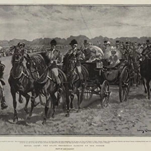 Royal Ascot, the State Procession passing up the Course (litho)