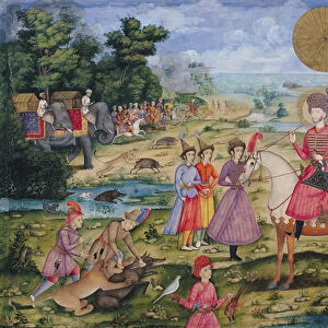 Royal Hunt, from Isfahan, Iran (gouache on paper)
