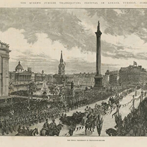 Royal procession in Trafalgar Square (engraving)