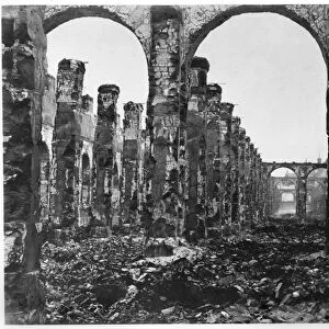 Ruins of the Cour des Comptes during the Commune of Paris, 1871 (b / w photo)