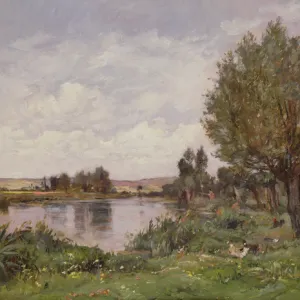 Rural river scene, 1875 (oil on panel)