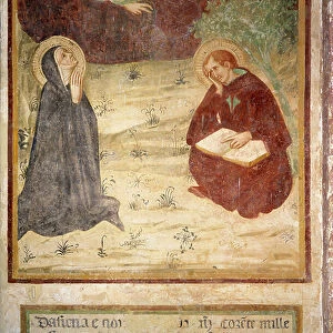 Saint Augustine of Hippo (354-430) and Saint Monique, Eremo di San Leonardo al Lago, Monteriggioni, 1360-70 (fresco)