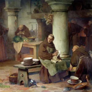 Saint Bonaventure (San Bonaventura) (1217-1274) receiving the purple cardinalice A high