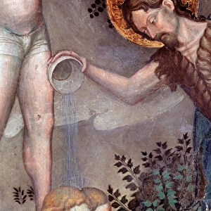 Saint John the baptist baptizing the crowds in the Jordan river, detail (Fresco, 1416)