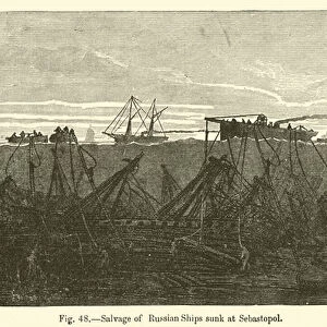 Salvage of Russian Ships sunk at Sebastopol (engraving)