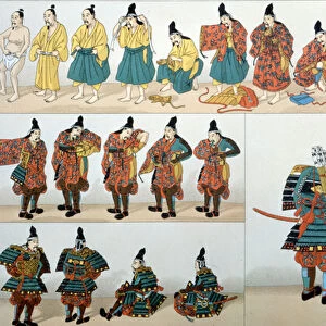 Samurai during the garment ceremony - in The historical costume by Racinet, 1876