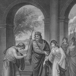 Saul presenting his Daughter Merab to David, 1 Samuel 18, Verse 15-23 (engraving)