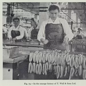 In the sausage factory of T Wall and Sons Ltd (b / w photo)
