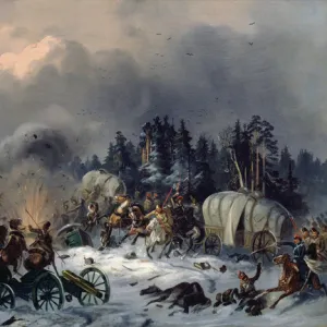 Scene from the Russian-French War in 1812 (oil on canvas)