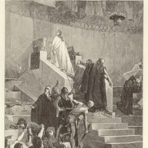 Sciarra Colonna et Guillaume de Nogaret a Anagni. Sciarra Colonna and Guillaume de Nogaret confronting Pope Boniface VIII at Anagni, Italy, 1303 (engraving)