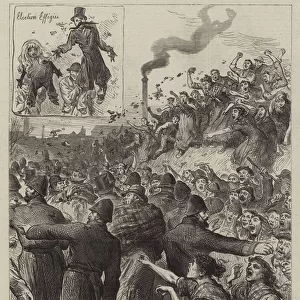 The Scotch Elections, Polling at Peebles, Procession of Faggot Voters (engraving)