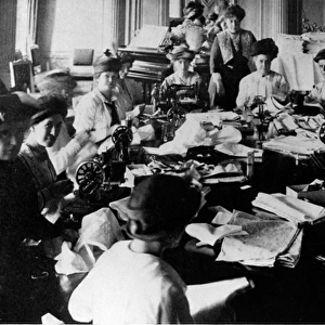 A sewing party at the Embassy in Russia during WWI, c. 1916 (b / w photo)