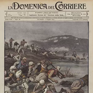 In the shaky kingdom of Albania, the rebels flee around the Durres lagoons... (colour litho)