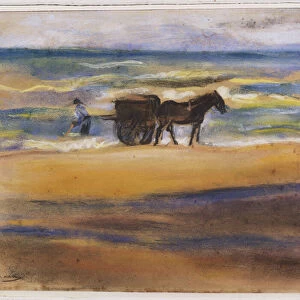 Shell Seekers on the Beach (pastel on paper)