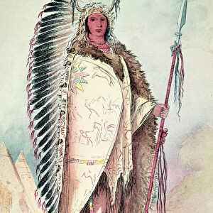 Sioux chief, The Black Rock (hand-coloured litho)