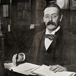 Sir Edmund William Gosse, 1849- 1928, seen here in his library