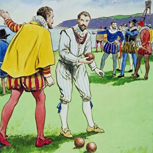 Sir Francis Drake (1540 / 3-96) playing bowls, from Peeps into the Past