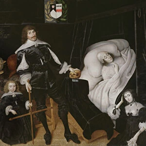 Sir Thomas Aston (1600-45) at the Deathbed of his Wife, 1635 (oil on canvas)
