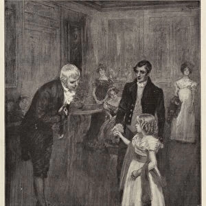 Sir Walter Scott being introduced to the Queen, then Princess Victoria (litho)