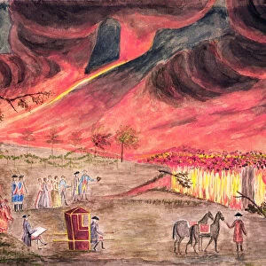Sir William Hamilton (1730-1803) Studying the Eruption of Vesuvius in 1771 (w / c on paper)