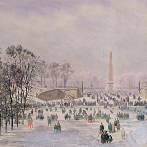 Skating in the Tuileries, c. 1865 (w / c on paper)