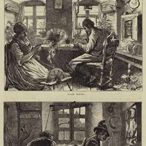 Sketches of Musical Instrument Makers at Mittenwald, Germany (engraving)