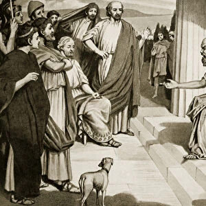 Socrates addressing the Athenians, illustration from Hutchinson