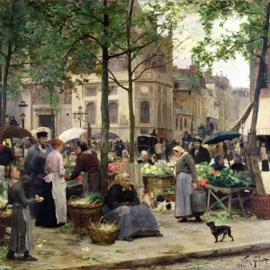 The Square in front of Les Halles, 1880 (oil on canvas)