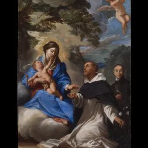 St Dominic receiving the Rosary from the Virgin Mary