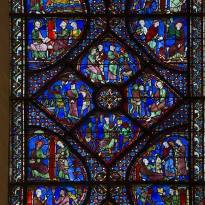 Stained glass of the cathedral of chartres: detail of the life of Saint James the Major