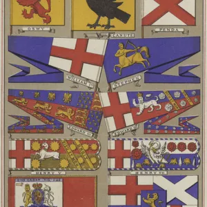 Standards of Old England (colour litho)