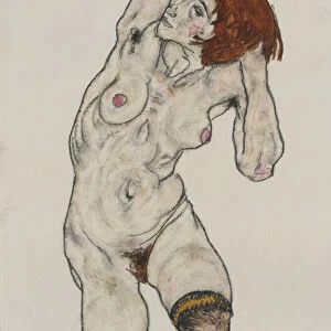 Standing Nude in Black Stockings, 1917 (w / c and charcoal on paper)