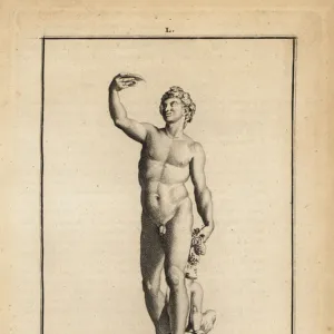 Statue of Bacchus, the Roman god of wine, naked with a satyr